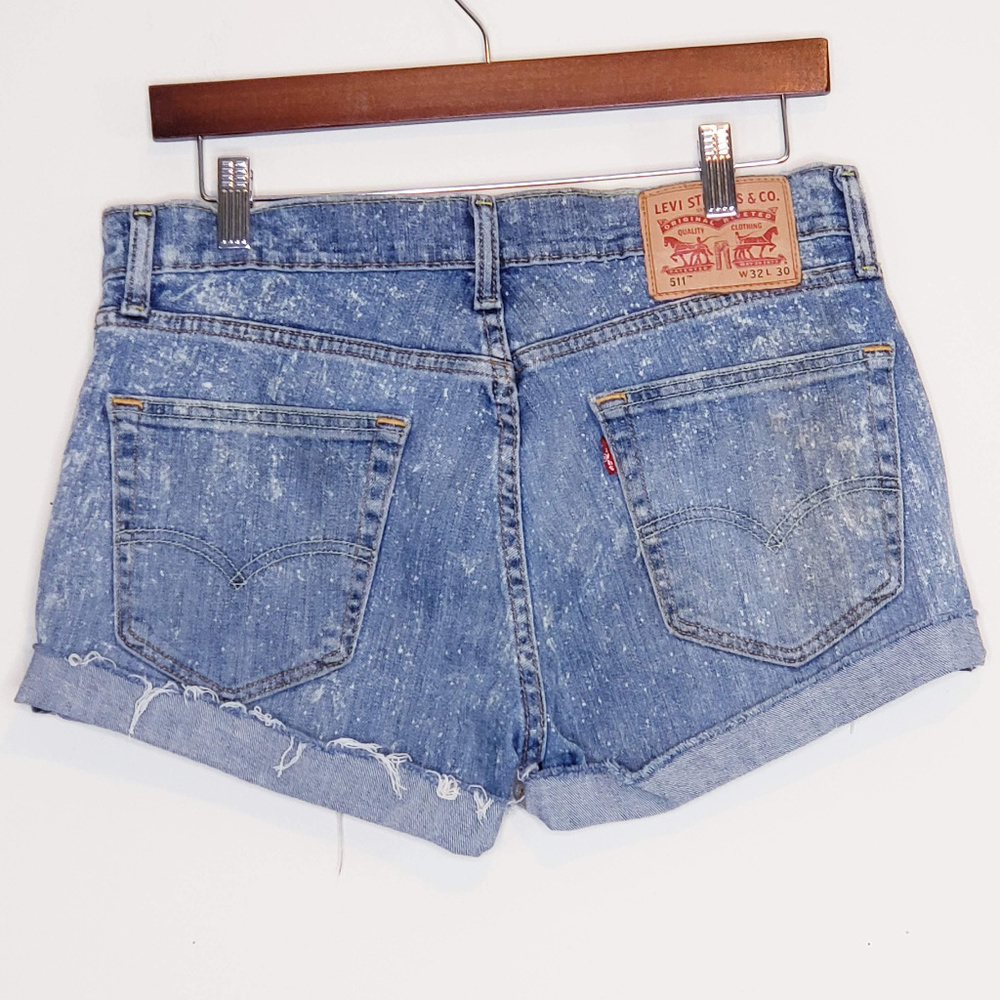 Levi's 511 distressed denim cuffed cutoff shorts - Picture 2 of 7
